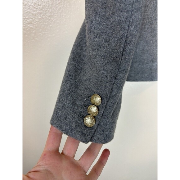 J.Crew 2 Wool Schoolboy Blazer Jacket Gray Gold Buttons Career Lined G7168 - Picture 2 of 6